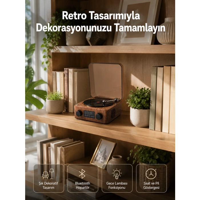 Mey İthalat® Dekoratif Gece Işıklı Bluetooth Hoparlör – Saatli Tasarım Yeni Nesil