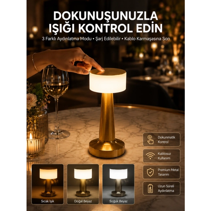 Mey İthalat® Dekoratif Masa Lambası Dokunmatik Renk Değiştirebilen Gece Lambası