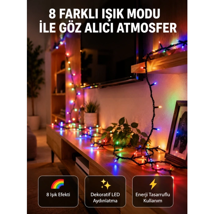 Mey İthalat® Dekoratif Peri Led 5 m 50 Ampullü Şeffaf Kablo Aydınlatma Yeni Nesil
