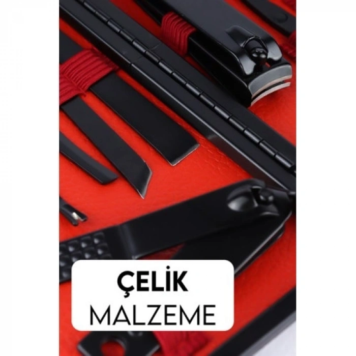 Mey İthalat® Deri Çantalı 17 Parça Manikür Çelik Set