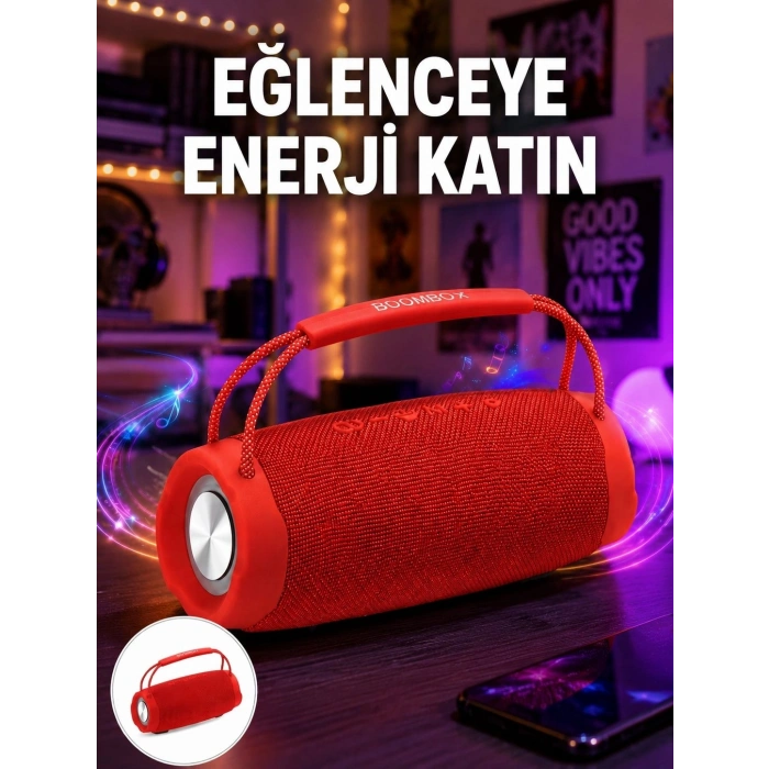 Mey İthalat® Derin Baslı Çift Hoparlörlü Taşınabilir Kablosuz Hoparlör Yeni Nesil