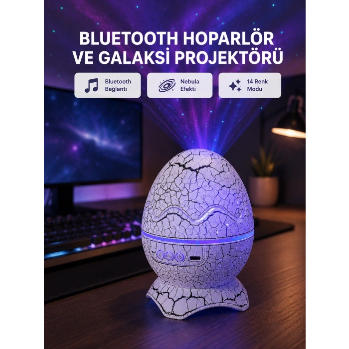 Mey İthalat® Dinozor Yumurta Gece Lambası Projektör – 14 Renk Seçeneği