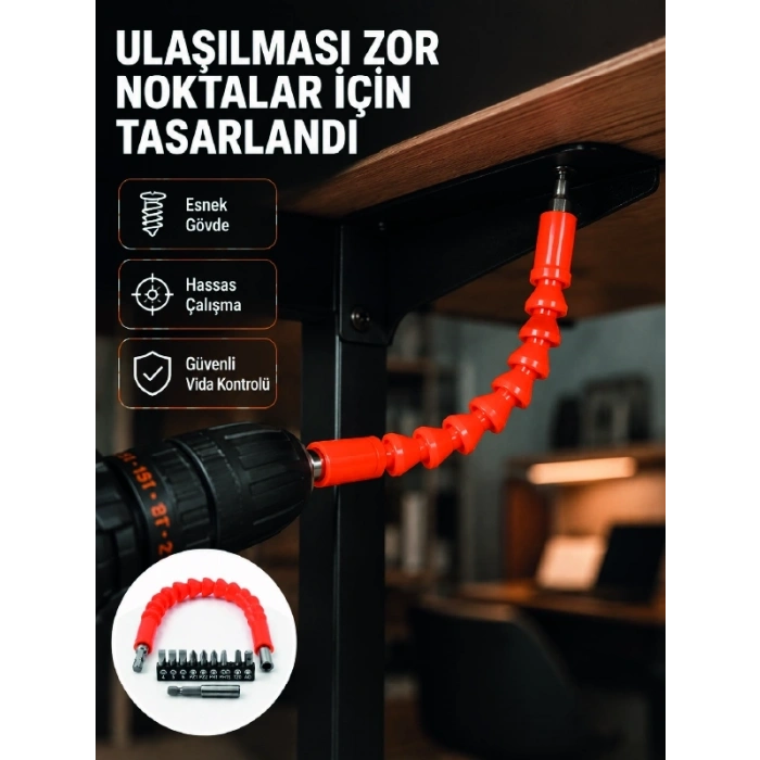 Mey İthalat® DMAX Esnek Şaftlı Matkap Bits Uç Seti 12 Parça Vida Montaj ve Tamir Seti