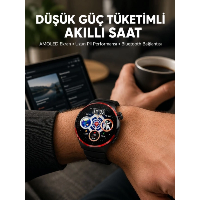 Mey İthalat® Dokunmatik Akıllı Saat Kablosuz Şarj AMOLED Ekran Yeni Nesil