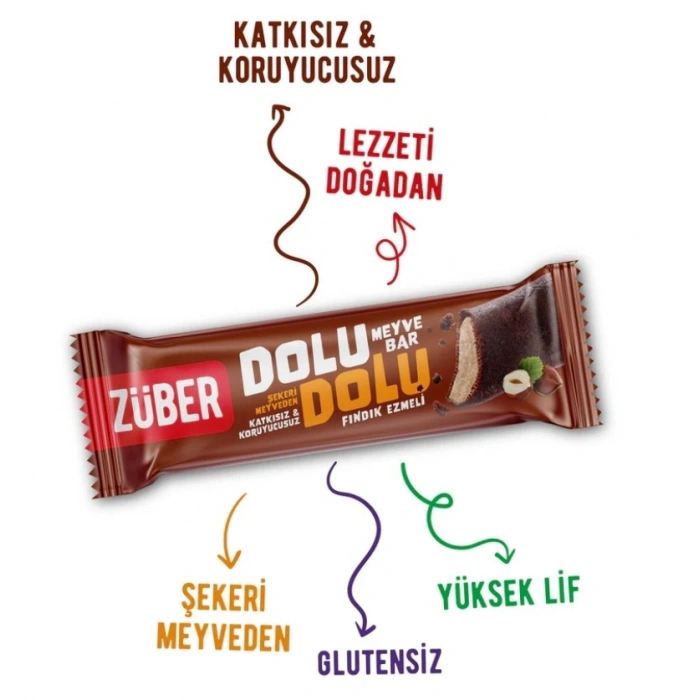 Mey İthalat®   Dolu Dolu Fındık Ezme Meyve Bar 30 Gr