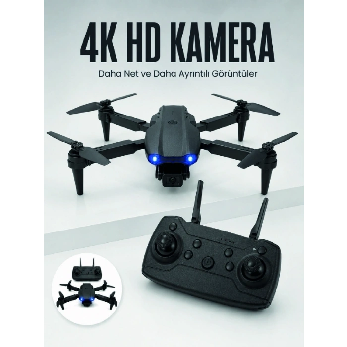 Mey İthalat® E99 Pro 4K HD Kameralı Katlanabilir Drone APP Kontrollü Uzaktan Kumandalı Mini Drone