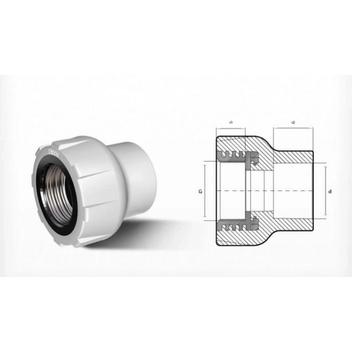 Mey İthalat® Ege Yıldız PPRC 63X2 Dişi Adaptör Gri