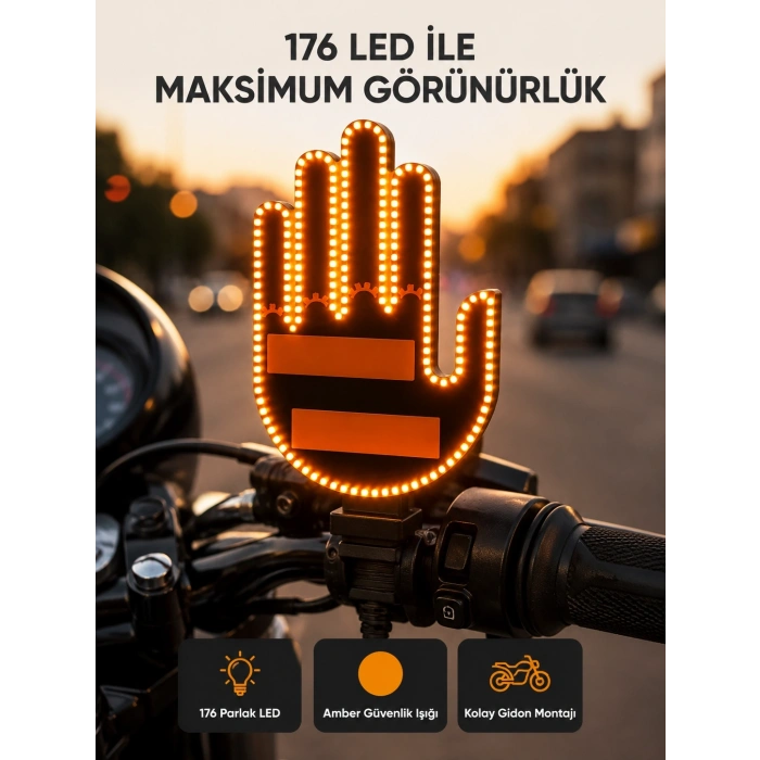 Mey İthalat® El Hareketiyle Kontrol Edilen 176 LED Amber Güvenlik Lambası