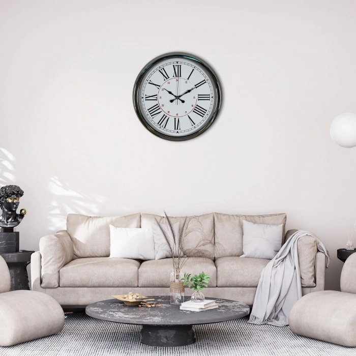 Mey İthalat®  Elegance 40 Cm Krom Metal Duvar Saati
