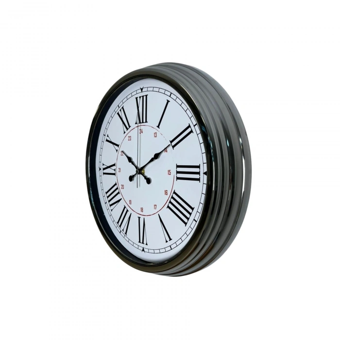 Mey İthalat®  Elegance 40 Cm Krom Metal Duvar Saati