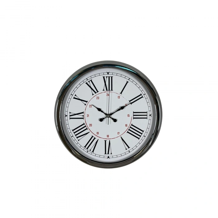 Mey İthalat®  Elegance 40 Cm Krom Metal Duvar Saati