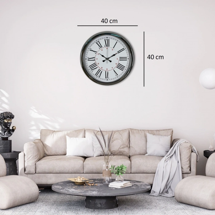 Mey İthalat®  Elegance 40 Cm Krom Metal Duvar Saati