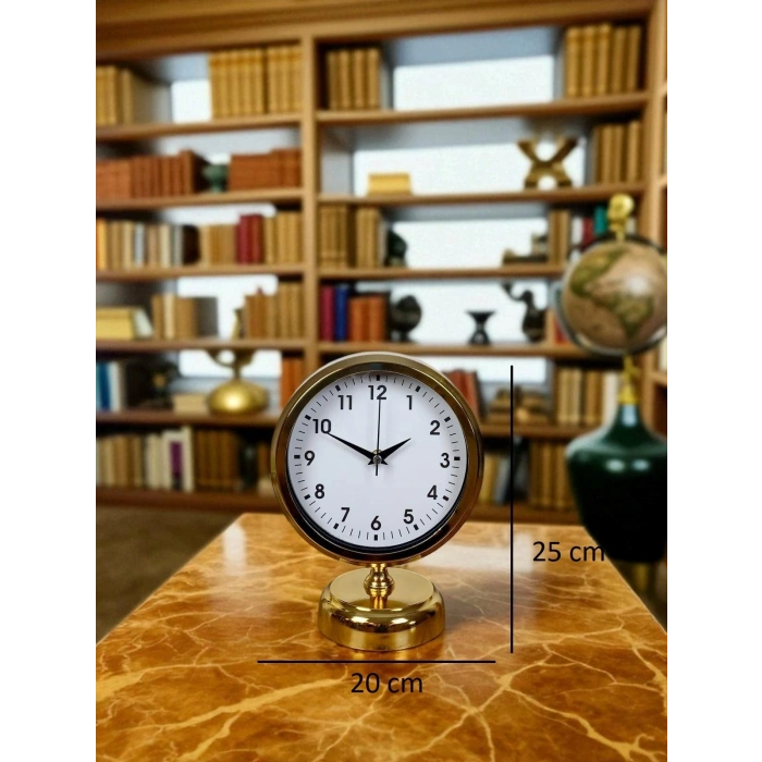 Mey İthalat® Elegance Gold 25 x 20 Cm Metal Masa Saati