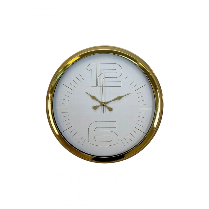 Mey İthalat® Elegant White Gold 40 Cm Metal Duvar Saati