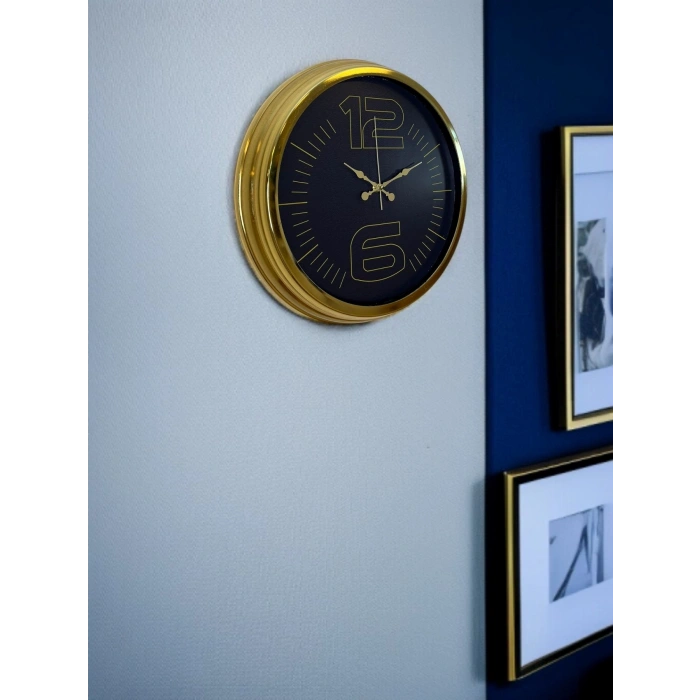 Mey İthalat® Elite Luxury Gold 40 Cm Metal Duvar Saati