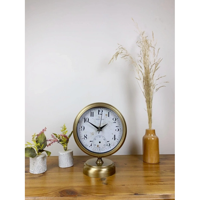 Mey İthalat® Eskitme Metal Masa Saati 25×20 cm