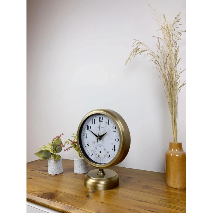 Mey İthalat® Eskitme Metal Masa Saati 25×20 cm