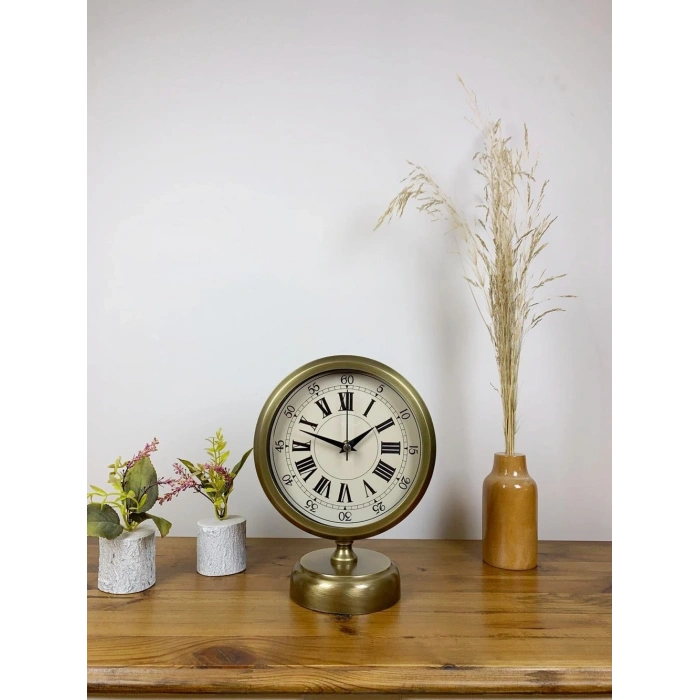 Mey İthalat® Eskitme Metal Orient Masa Saati 25×20 cm