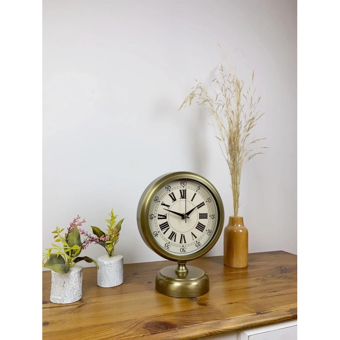 Mey İthalat® Eskitme Metal Orient Masa Saati 25×20 cm