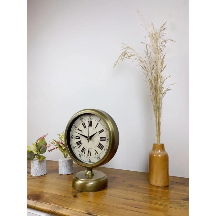 Mey İthalat® Eskitme Metal Orient Masa Saati 25×20 cm