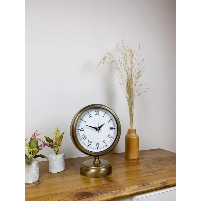 Mey İthalat® Eskitme Metal Retro Masa Saati 25×20 cm