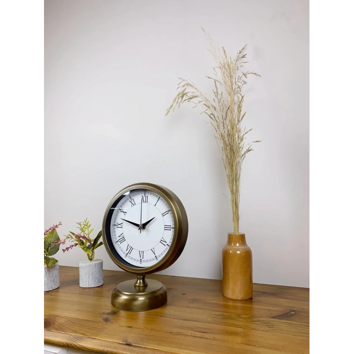 Mey İthalat® Eskitme Metal Retro Masa Saati 25×20 cm