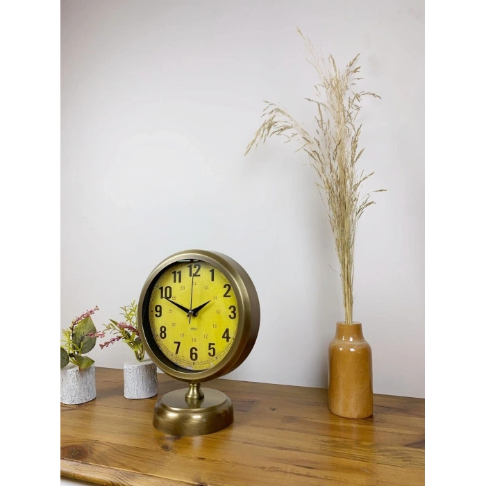 Mey İthalat® Eskitme Metal Vira Masa Saati 25×20 cm