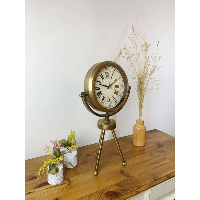 Mey İthalat® Eskitme Prestij Üç Ayaklı Masa Saati