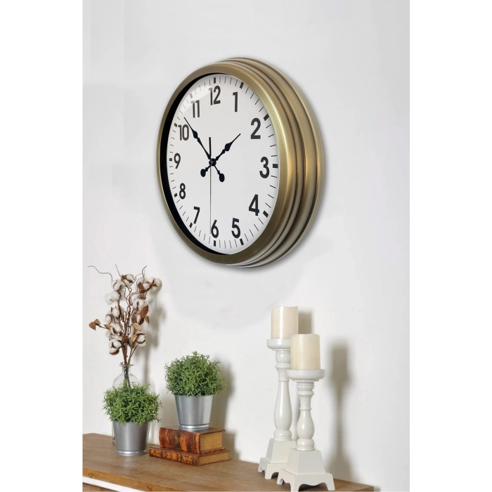Mey İthalat® Eskitme Standart 40 Cm Metal Klasik Duvar Saati