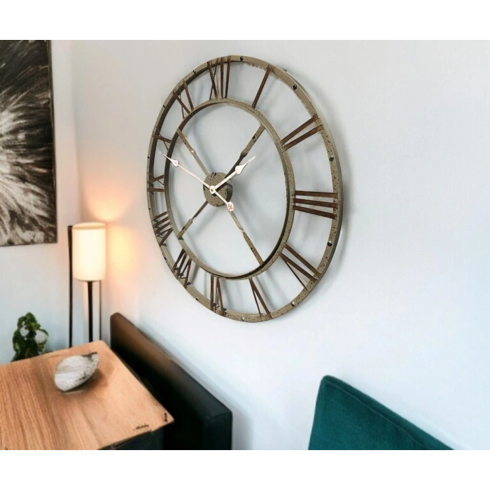 Mey İthalat® Eskitme Stil 73 Cm Duvar Saati