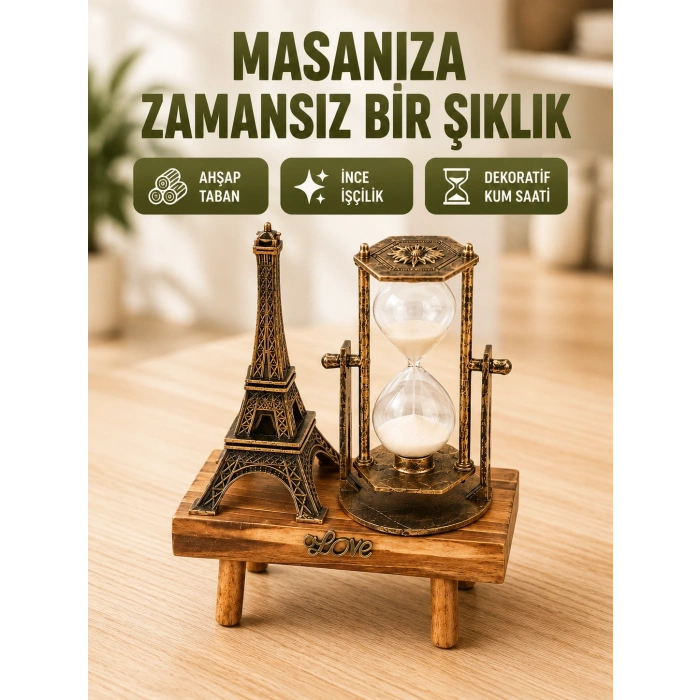 Mey İthalat® Ev, Ofis ve Kafeler İçin Retro Ahşap Kum Saati Dekorasyonu