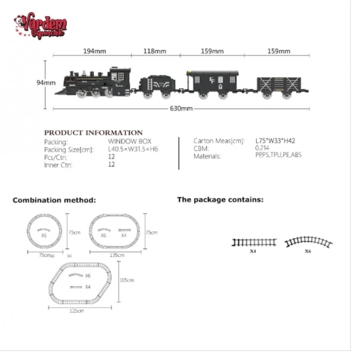 Mey İthalat® FF-1603C-4C IŞIKLI VE SESLİ BUHARLI TREN SETİ -VRD