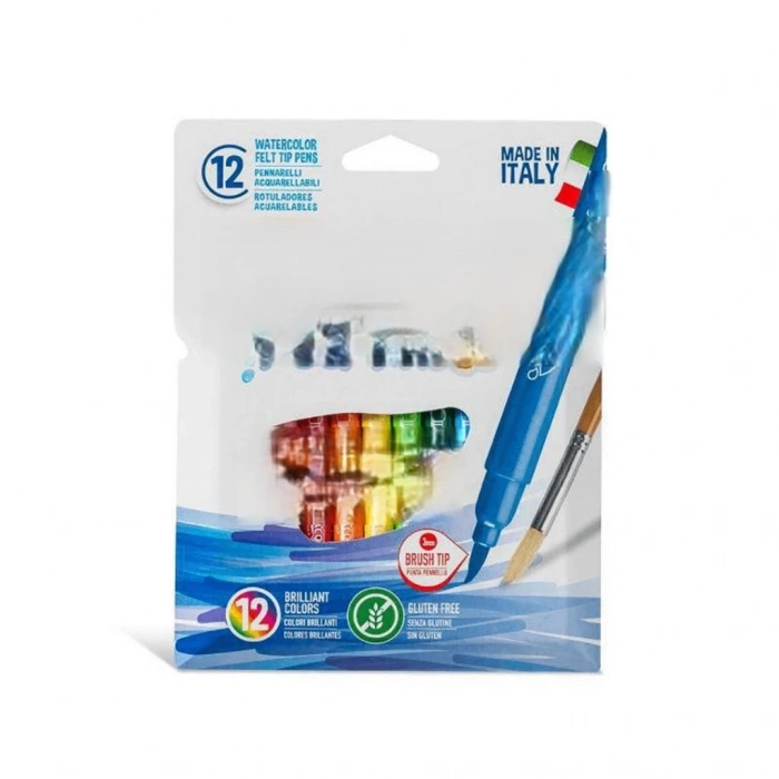 Mey İthalat® Fırça Uçlu Keçeli Kalem 12 Renk