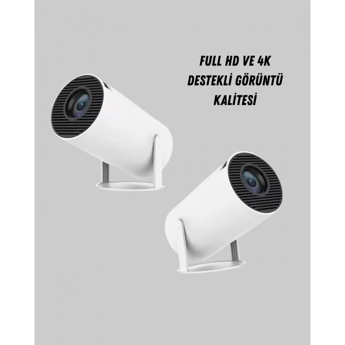 Mey İthalat® Full HD 4K Destekli Akıllı Projeksiyon – 130 inç Ekran, Uzun Ömürlü Ampul ve Çoklu Giriş