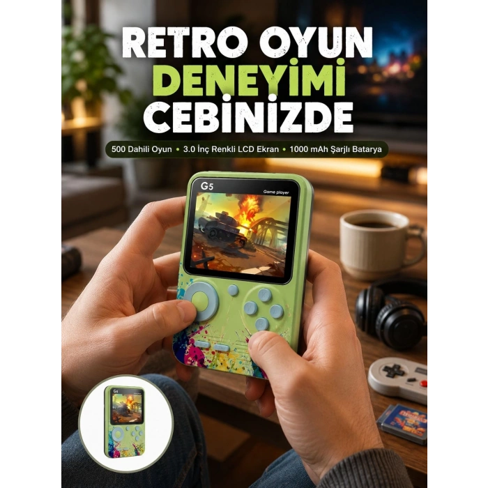 Mey İthalat® G5 Game Box Retro Mini Oyun Konsolu – 500 Dahili Oyun Yeni Nesil