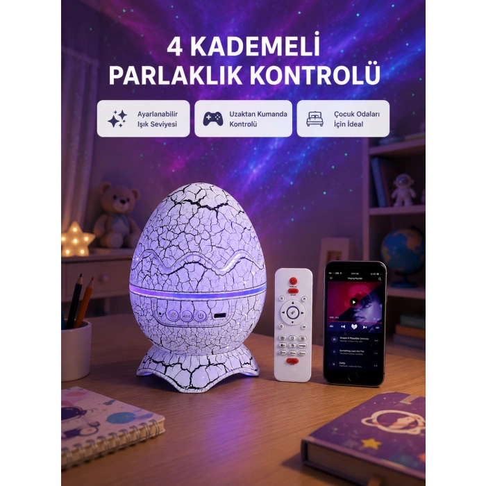 Mey İthalat® Galaksi Efektli Dinozor Yumurta Projektör – Yüksek Çözünürlüklü