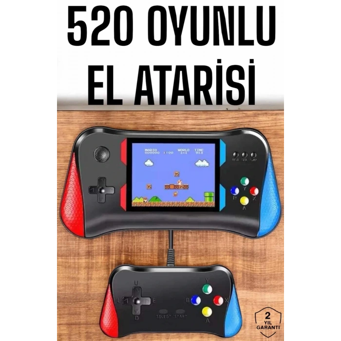 Mey İthalat® Gamepad Joystick 500 Oyunlu Retro Oyun Konsolu Tv Bağlantı Özellikli 2 Kişilik Destekli