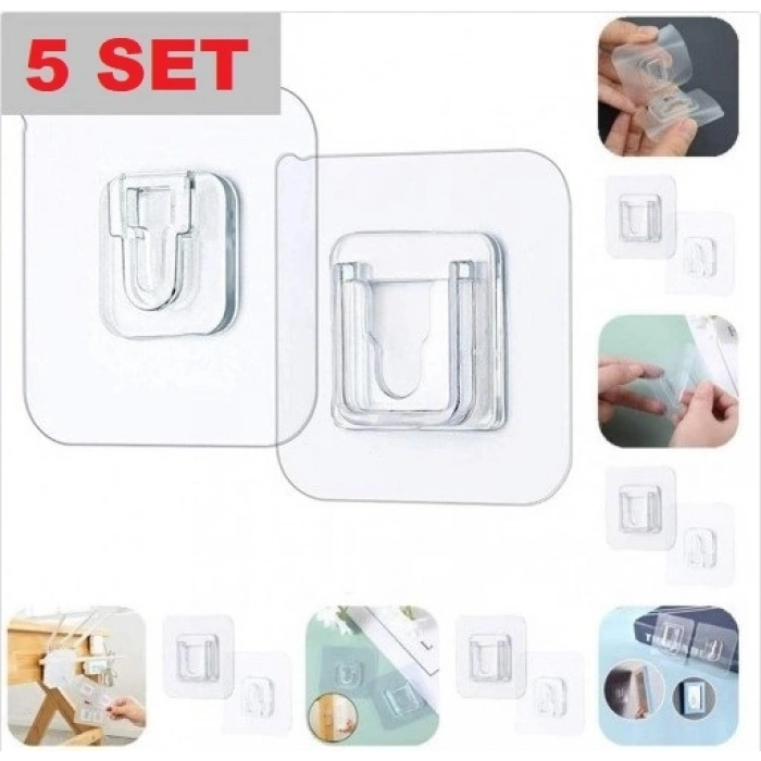 Mey İthalat® Geçmeli Klips Eşya Sabitleme Askısı 5 SET