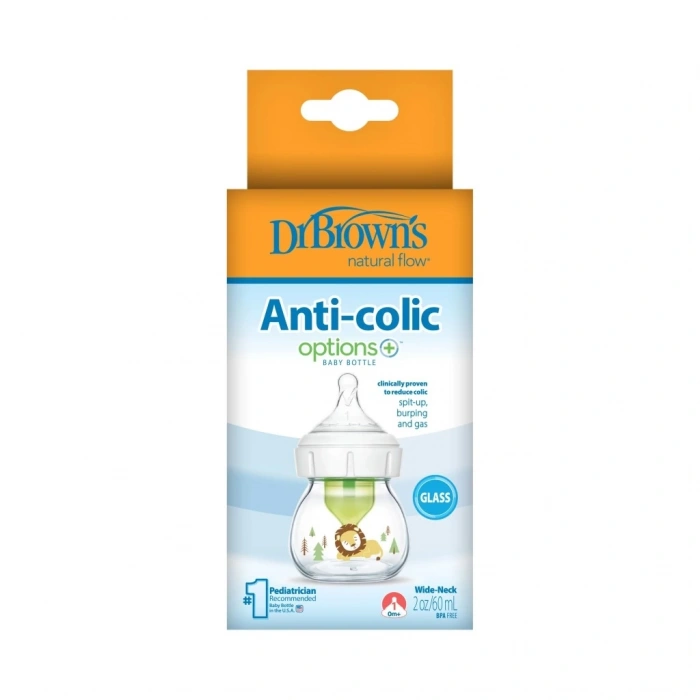 Mey İthalat®   Geniş Ağız Anti Kolik Options+ Cam Biberon 60 ml