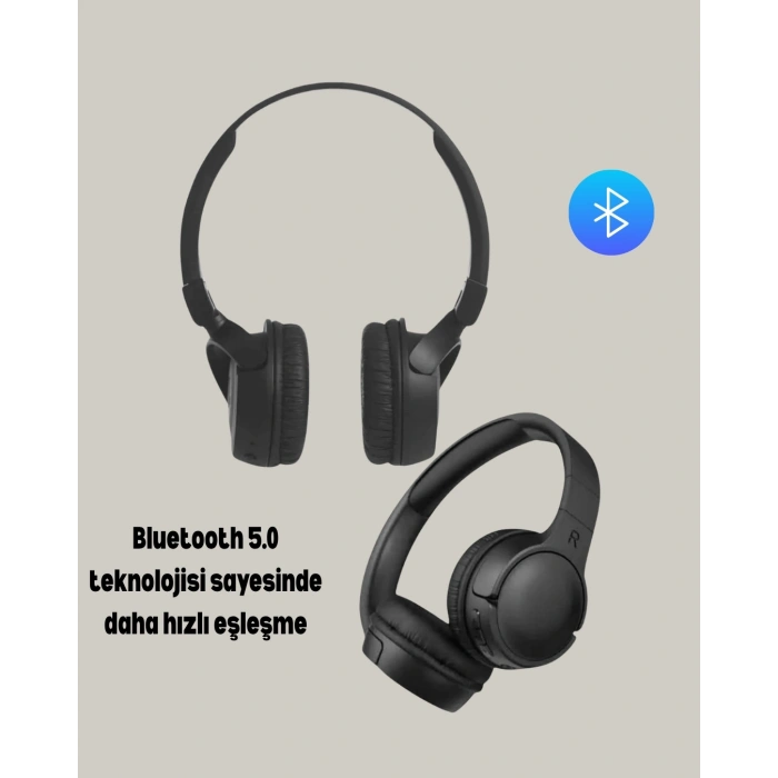 Mey İthalat® Geniş Frekans Aralıklı Bluetooth Kulak Üstü Kulaklık