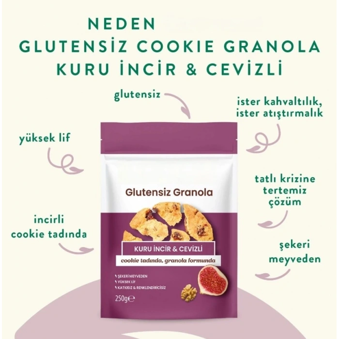 Mey İthalat® Glutensiz Granola Kuru İncir ve Cevizli 250 Gr