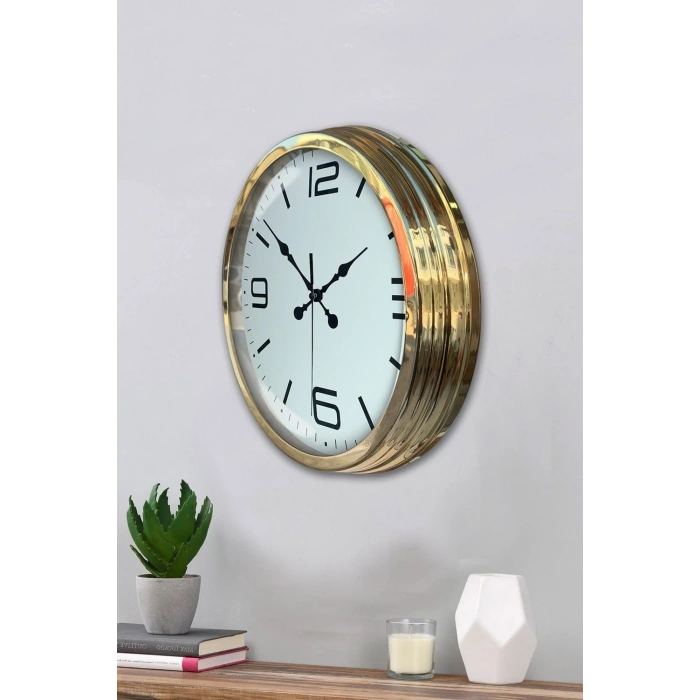 Mey İthalat® Gold Lüks 40 Cm Metal Modern Duvar Saati