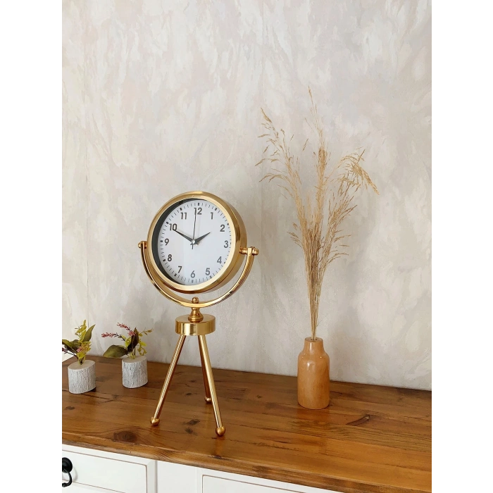 Mey İthalat® Gold Luxury Modern Üç Ayaklı Masa Saati
