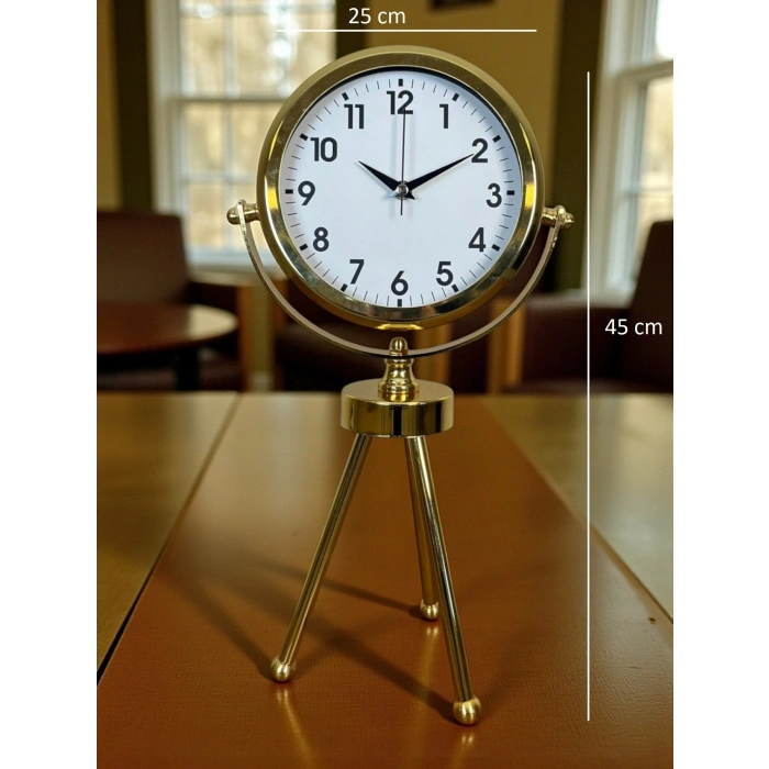 Mey İthalat® Gold Luxury Modern Üç Ayaklı Masa Saati