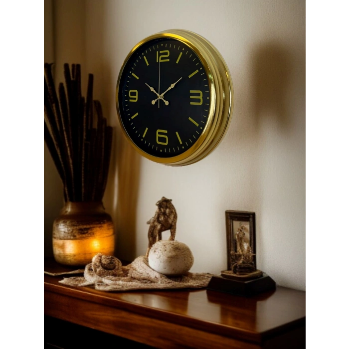 Mey İthalat® Gold Modern Rakamlı 40 Cm Metal Duvar Saati