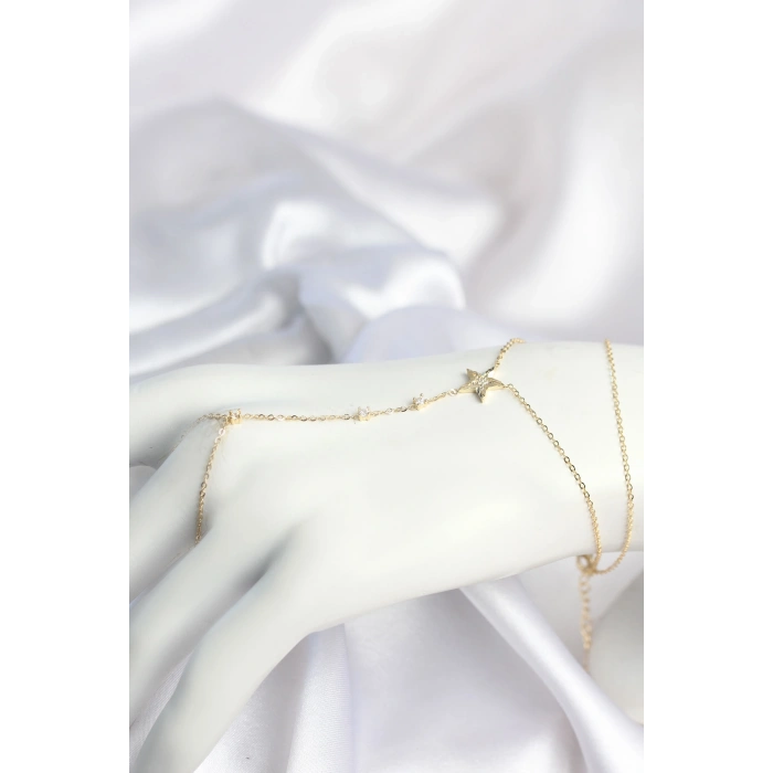 Mey İthalat® Gold Renk Yıldız Model Pirinç Kadın Şahmeran