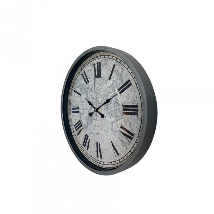 Mey İthalat® Gri 36 Cm Atlas Modern Tasarım Duvar Saati