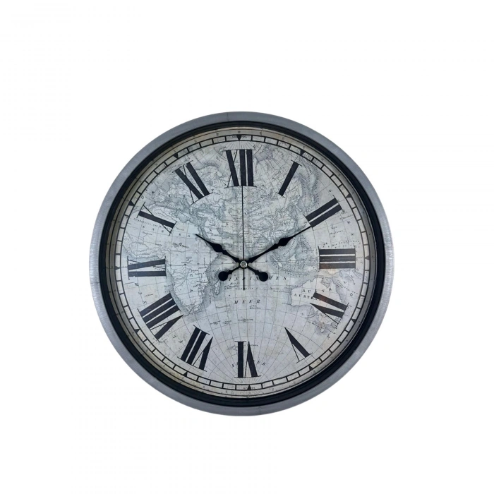 Mey İthalat® Gri 36 Cm Atlas Modern Tasarım Duvar Saati