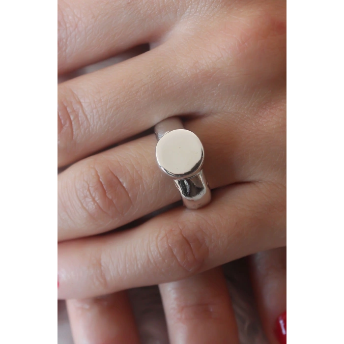 Mey İthalat® Gümüş Renk Daire Model Kadın Yüzük