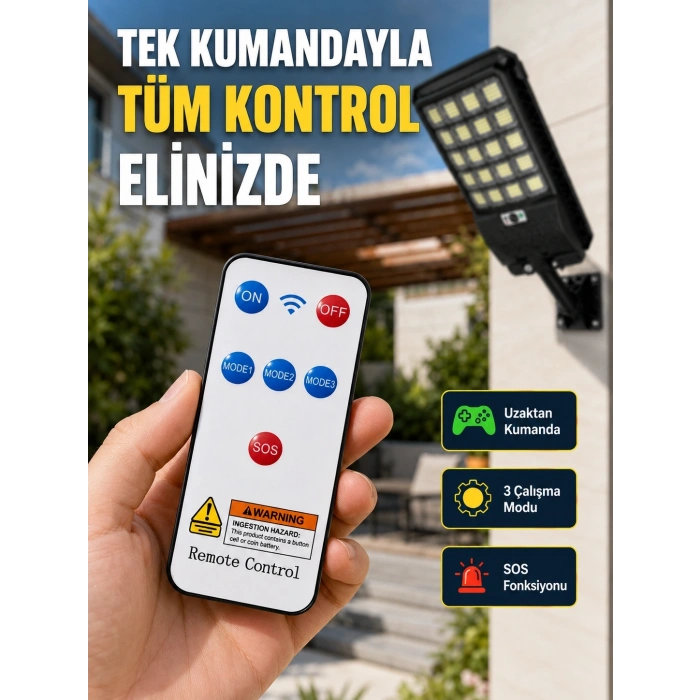 Mey İthalat® Güneş Enerjili LED Duvar ve Direk Lambası Suya Dayanıklı Akıllı Aydınlatma